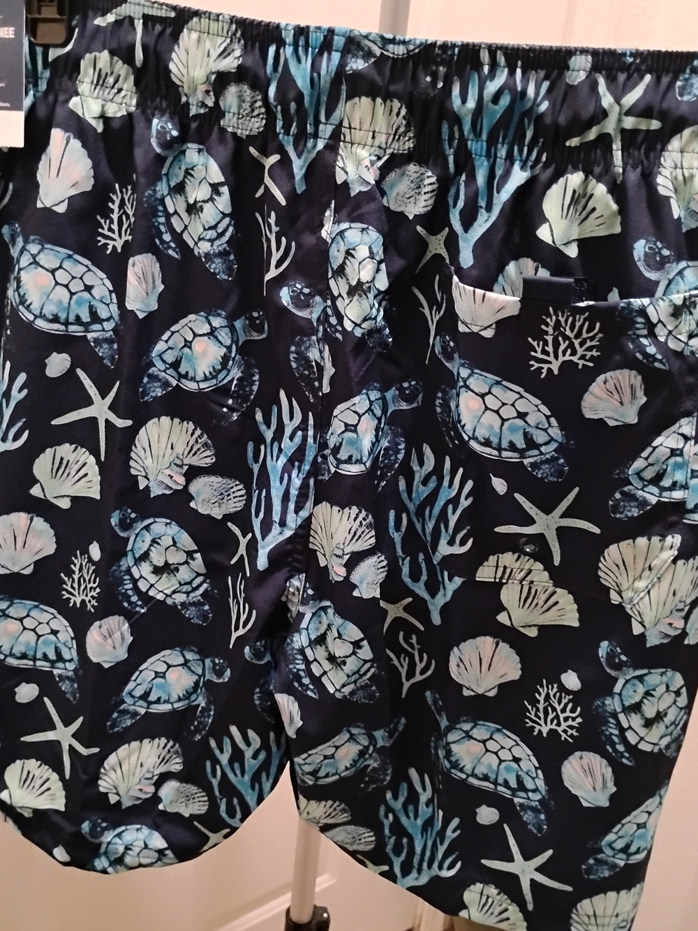 Men's Navy & Teal Sea Turtle Swim Trunks